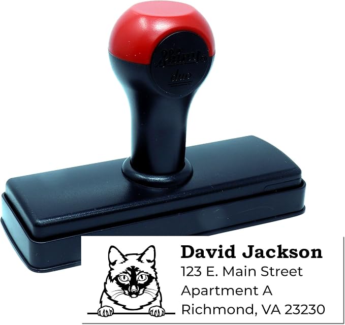 Mekong Bobtail Address Stamp, Cat Return Address Stamp, Duo Custom Hand Stamp for Pet Lovers, Personalized Mail Tool for Home Office