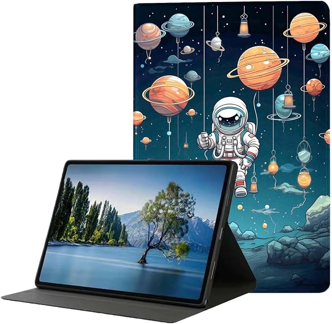 for Samsung Galaxy Tab A 10.1 Tablet Case 2016(SM-T580 T585 T587, Not for 2019 Model),Premium Leather Folio Stand Auto Wake/Sleep,Multiple Viewing Stand,Cartoon Astronaut Planet