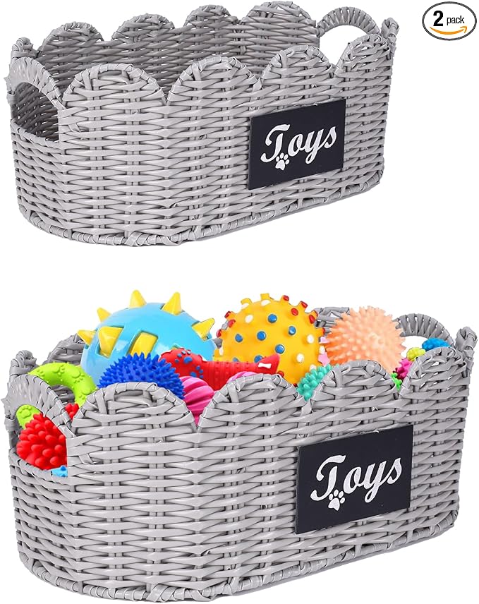 Dog Toy Storage Bin Large Cotton Rope Basket for Dog Toys,2Pack Pet Toy Basket with Handles, Decorative Toys Box Storage Organizer, Pet Toy Organizer for Home and Living Room Organization