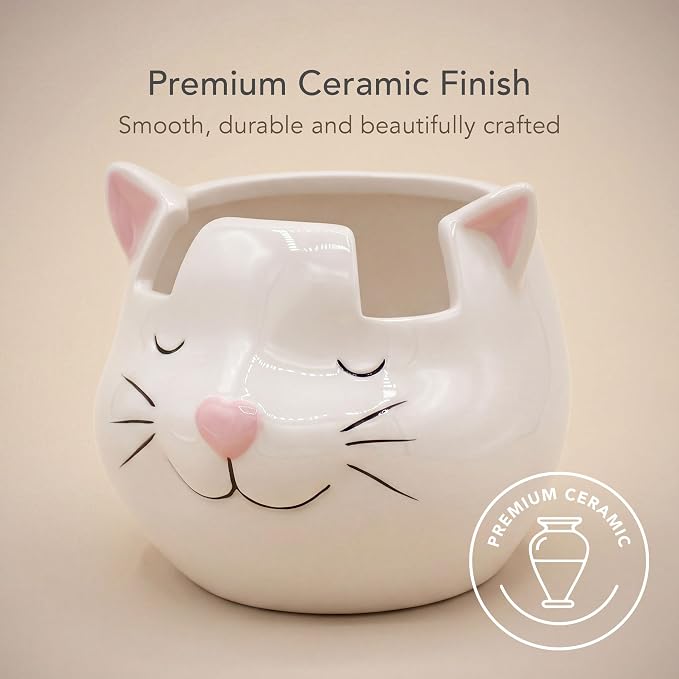 White Cat Eyewear Holder, Multi-Purpose Accessories for Makeup and Stationery, Compact and Cute