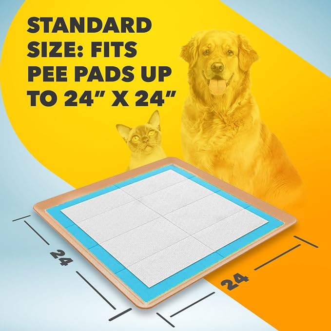 Dog Pee Pad Holder - Fits Up to 24” x 24” Pee Pad - 2 Pack - Beige | Stable Grip, Raised Edges, Quick-Wipe Silicone Surface Dog Potty Tray Holder for Indoor Flooring Protection