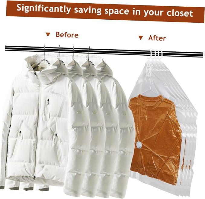 4 Pcs Vacuum Storage Bags for Closet Hanging Compression Bags Capacity Transparent Design Coats and Seasonal Wear Essential Closet Organizer