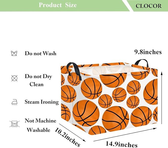 CLOCOR Rectangular Basketball Print Storage Basket Empty,Gift Basket,Books Box,Room Decor(Basketball)