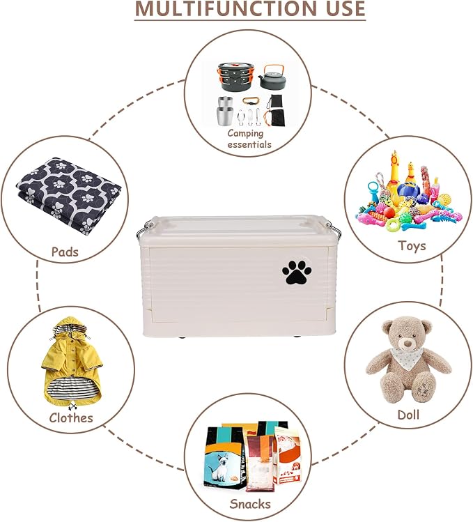 Dog Toy Basket Medium, Collapsible Pet Toy Organizer Box,Outdoor Dog Toy Bin,Waterproof Durable Plastic Bin for Toys, Leashes, and Accessories