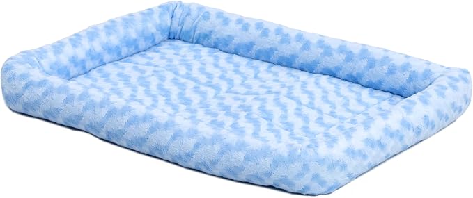 MidWest Homes for Pets QuietTime Fashion XXS Dog Bed – Blue Faux Fur Bolster, Ultra-Soft and Machine Washable, Fits 18-Inch Crates and Carriers, for Small Dogs and Cats (Pack of 2)