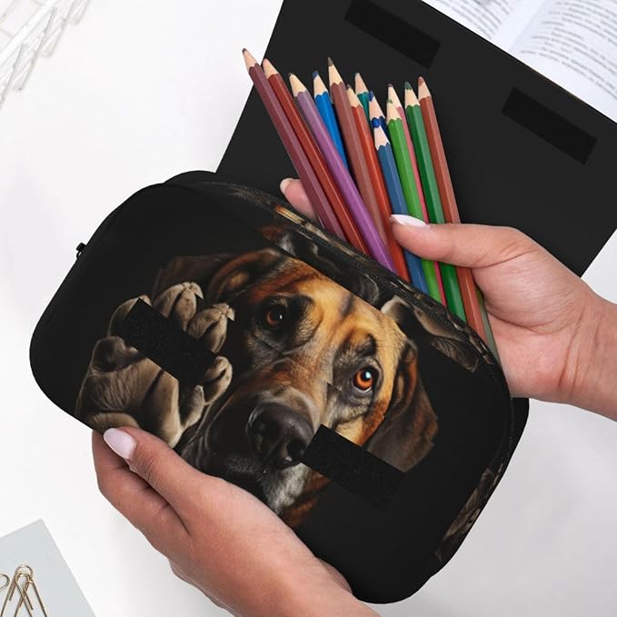 Dog Animal Pet Paw print Pencil Case Box Organizer,Large Capacity Portable Big Pencil Bags with Zipper for Office Home