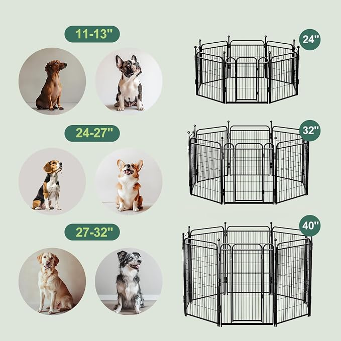 Gardner Pet Dog Playpens, 32" H 8 Panels Dog Pen Outdoor/Indoor Dog Fence Exercise Pen for Small/Medium/Large Dogs, Foldable Pet Play Yard Gate with Gravity Automatic Lock, Pet Playpen, Black