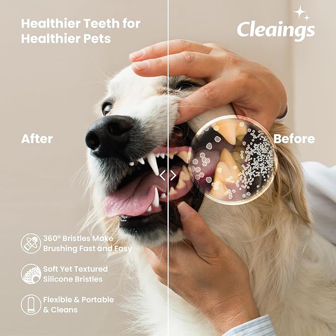 Dog Finger Toothbrush with Flavor Burst Beads, 360° Silicone Dog Toothbrush Kit for Dogs & Cats, Deep Teeth Cleaning, (36 Beads per Brush), No Pet Toothpaste Needed - 2 Pcs Mix Flavor