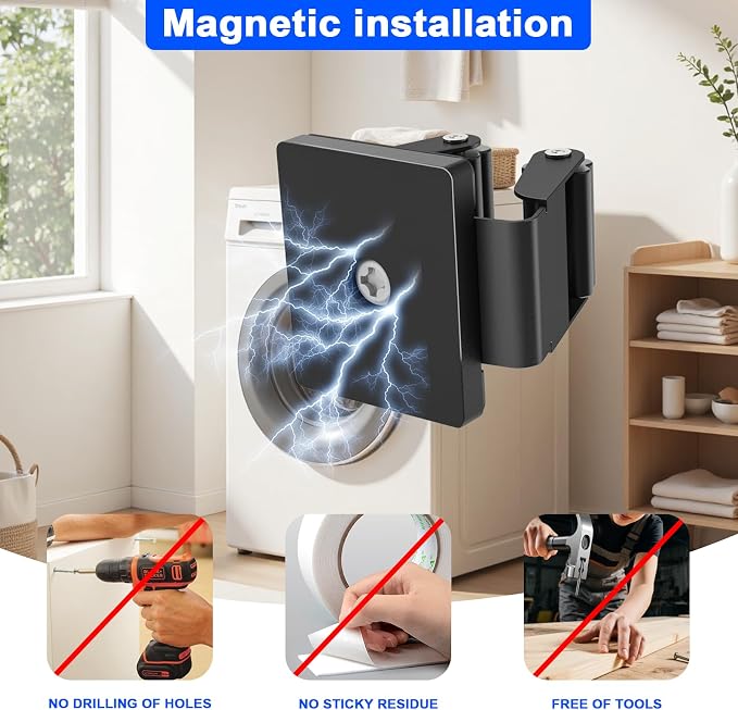 Strong Magnetic Mop Broom Holder, 2 Pack | Heavy Duty Magnetic Mop Hanger, For Refrigerators,Laundry Room Garage Kitchen Workshops