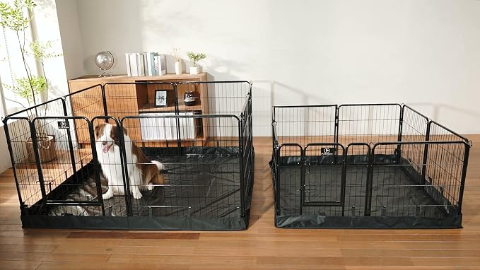 PJYuCien Puppy Playpen Plus Storage Bage with Bottom, 8 Panels 31.3" H | Heavy Duty, Dog Fence for Small Dogs, Foldable Square Pen, Indoor, Outdoor, Backyard Pasture, Camping, Protects Floors