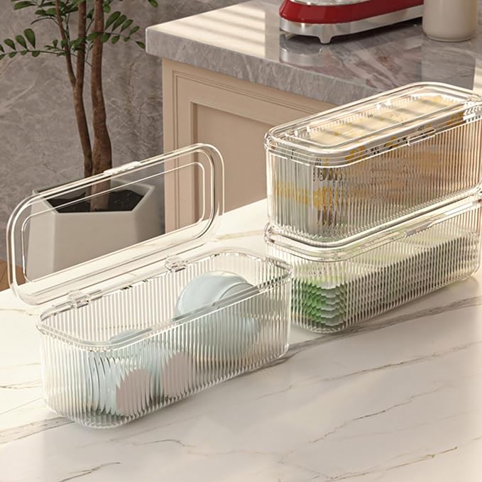ZJchao Clear PET Teabag Storage Box with Shatter Proof Stackable Design for Coffee Capsules Sugar Packets Seasoning (Transparent)