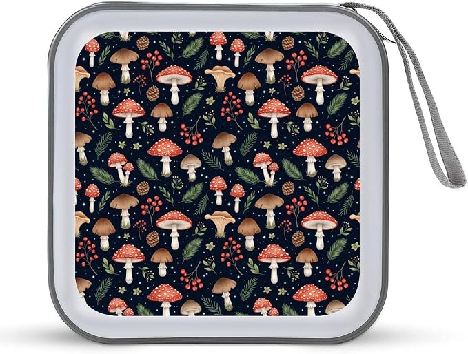 Portable Hard Shell DVD Storage Mushrooms, 40-Disc Binder with Carry Strap, Protective Case for Movies Music Travel