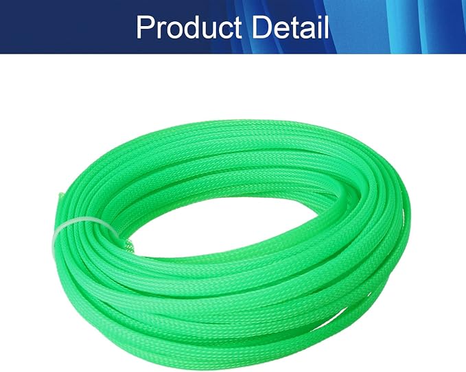 Jutagoss PET Expandable Braided Cable Sleeve, 32.8ft - 1/4 inch Fluorescent Green Cable Management Sleeve, Wire Loom Tube Cord Protector for USB Cable, Power Cord, Audio Video and More, 1Pc