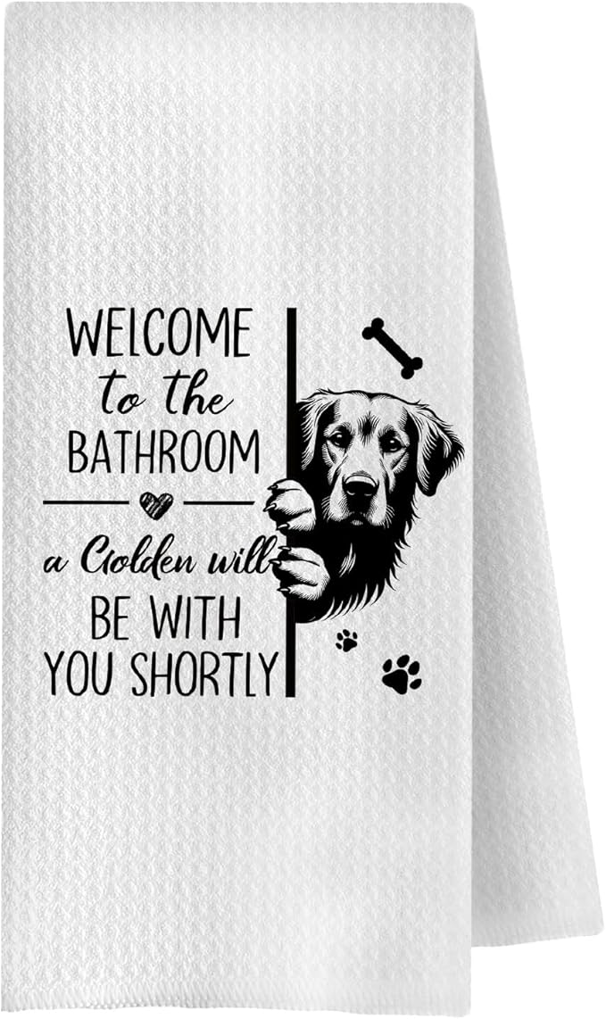 Funny Golden Retriever Bathroom Hand Towels, Golden Retriever Gifts for Women Men, Dog Lover Gifts Decorative Hand Towels for Bathroom Washroom Toilet Restroom, 16x24 Inches