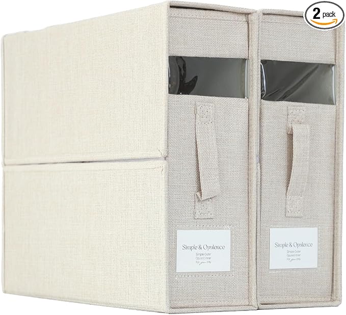Simple&Opulence 2 Pack Bed Sheet Organizers and Storage (Queen & King Size), Foldable Sheet Set Organizer for Linen Closet, Folding Bedding Storage Box for Bedsheet Duvet Cover, Linen