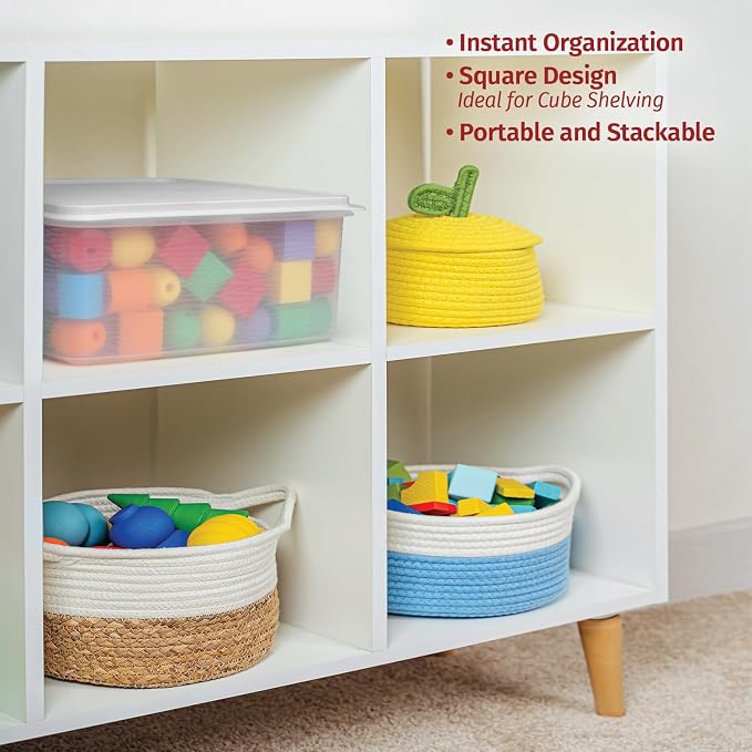 Plastic Storage Containers with Lids - 11L Airtight Bins Clear Stackable Organizing Bins for Food, Pet Food, Rice, Toy Storage, Garage, Pantry