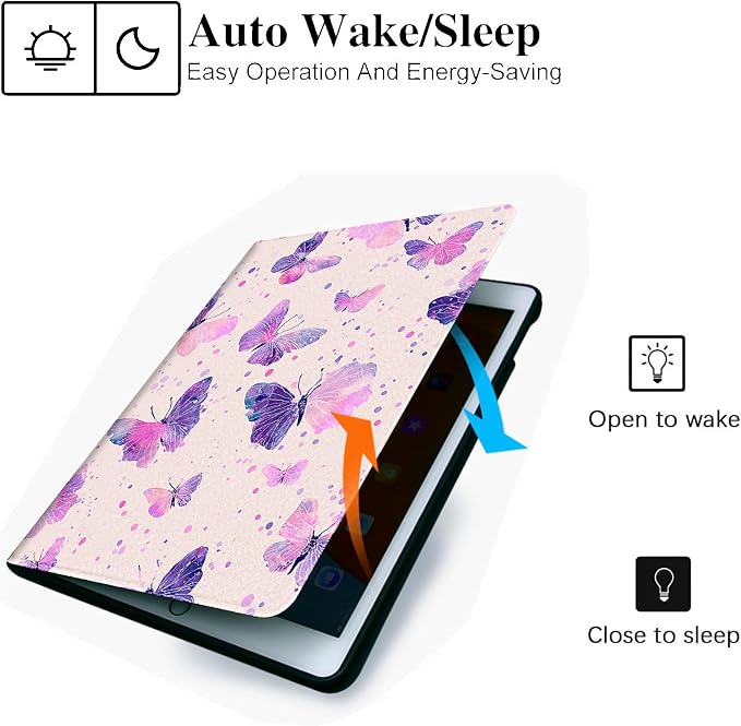 for Microsoft Surface Pro 11/10/9-13" 2024/2022 Tablet Case,Auto Wake/Sleep,Adjustable Stand Protective Cover - Watercolor Butterfly