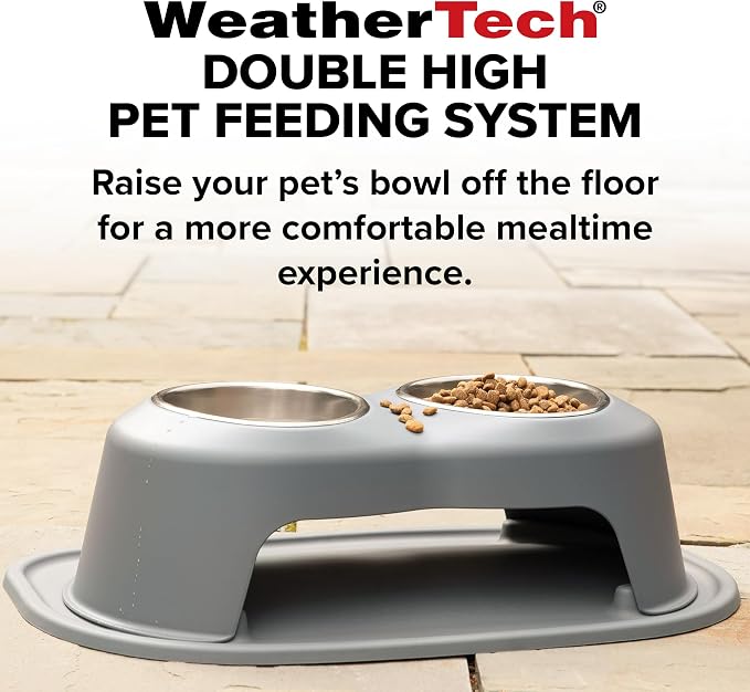 WeatherTech Double High Pet Feeding System w/Plastic Dog/Cat Bowls - 12" High Stand Tan (PDHC6412TNTN)