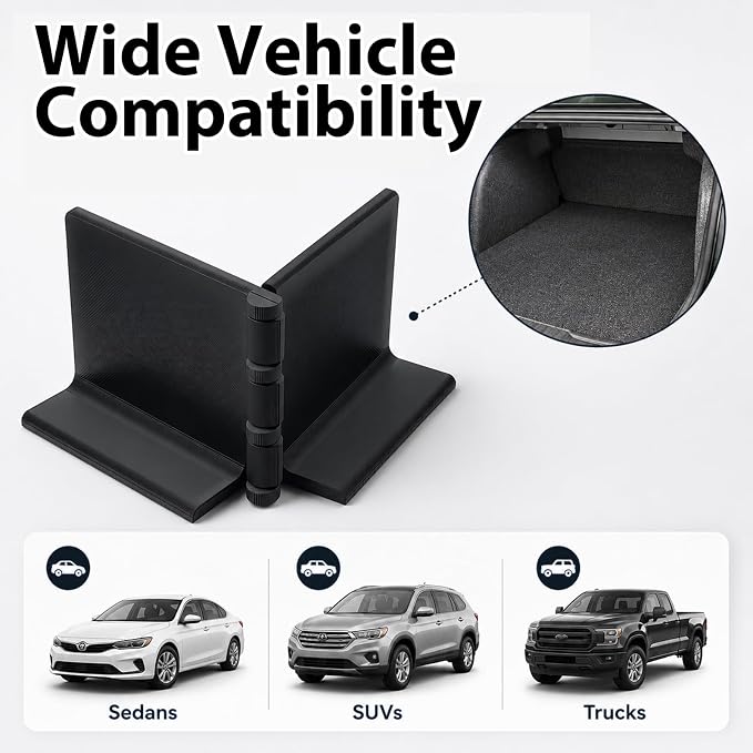 2PCS Car Trunk Organizer Blocks,Trunk Cargo Organizer | Trunk Items Organizing & Separating,Anti-Slip,Easy to Adjust & Install,Fit Wool Carpet for Cars,SUVs,Trucks
