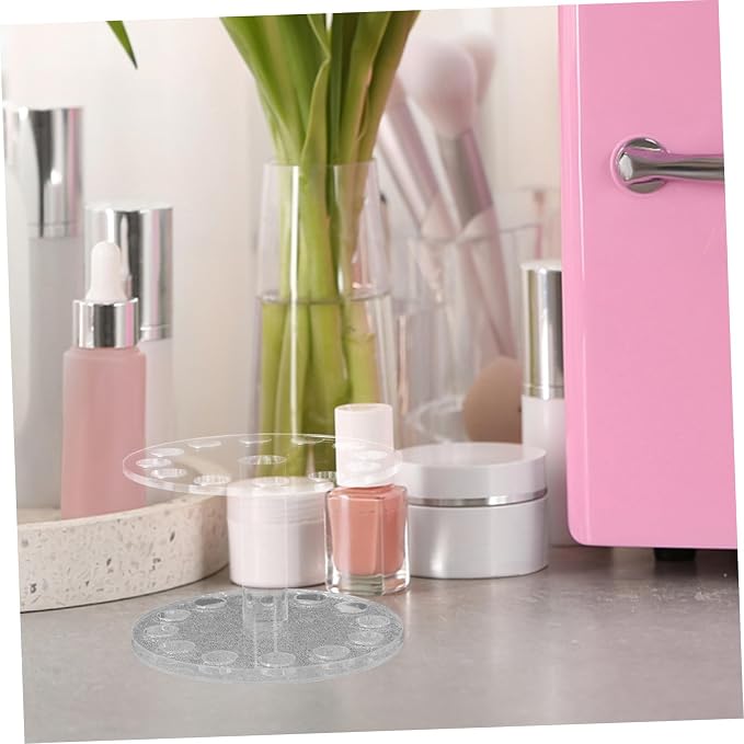 Nail Brush Holder Stand for Uv Gel Pen PET Desk Organizer | Carving Pattern Work Desk Use, Prevents Mess and Disorganization, PET, Easy Setup