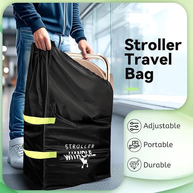 Stroller Bag for Airplane, 46" H x 21" W x 13" D, Baby Travel Essentials | Stroller Cover for Air Travel, Gate & Baggage Check,Fit Single/Double/Jogging/Umbrella/Baby Stroller Travel System as Chicco
