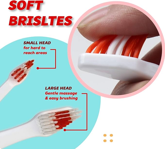 Pet Toothbrush for Dogs, Cats with Soft Bristles - Easy Teeth Cleaning & Dental Care, Non Slip Dual Head Dog Toothbrush for Medium & Large Pets, Toothpaste Not Included (Pack of 1 (Pink))