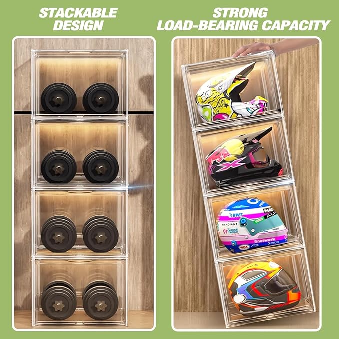 5 Pack Extra Large Clear Storage Box for Cowboy Boots,Helmets,Large Handbag | For western style boots, motorcycle helmets, handbags, collectibles & seasonal storage while keeping everything organized