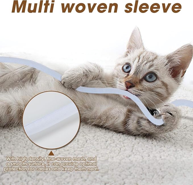 Cord Protector for Pets, Wire Protector 10FT-1/2 inch-White | No Chew Cord Cover for Pets,Protects Cable and Wire from Pets Chewing,Ideal for USB, Power and Video Cords