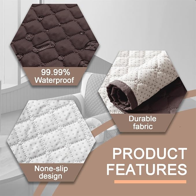 Water-Resistant Sofa Armrest and Headrest Covers with Side Pocket | Keep remotes close quilted polyester helps guard against wear, pet scratches, and kids' messes silicone backing adds grip