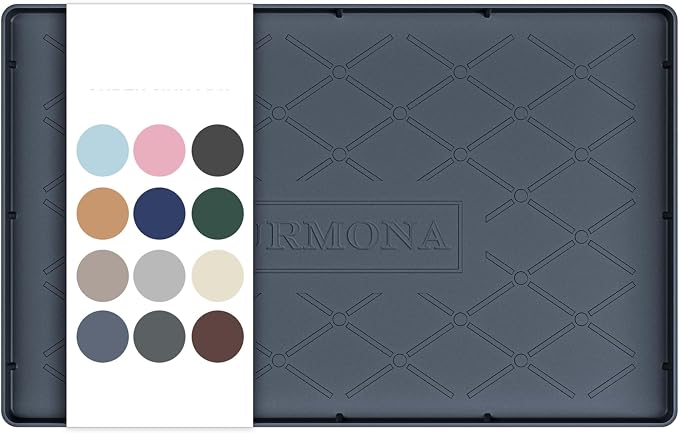 URMONA 16" x 10" Waterproof Silicone Mat in Multiple Sizes & Colors, Under Sink Mat for Kitchen & Bathroom, Pet Food Pad for Dogs & Cats, Kitchen Cabinet Liner, Multi-Purpose for Storage(Dark Grey)