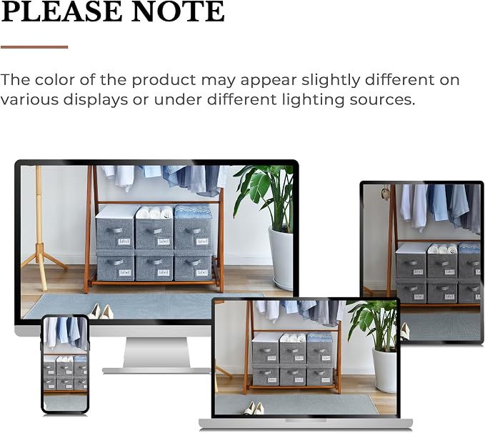GRANNY SAYS Closet Storage Bins with Label, Dark Gray, Large, 3-Pack | Closet Storage Bins, Fabric Bins with Label Holder, Shelf Baskets for Organizing, Wardrobe Clothes Storage Boxes