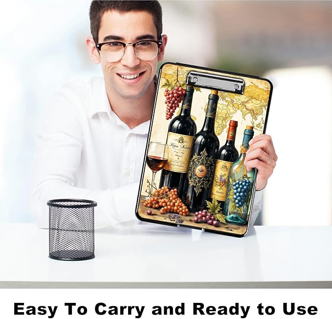 Heavy Duty Storage Clipboard, Slim Nursing Clipboard with Internal Pen Case, Portable File Organizer Case for A4 Letter Size Paper Office Medical Professionals, Grape Wine