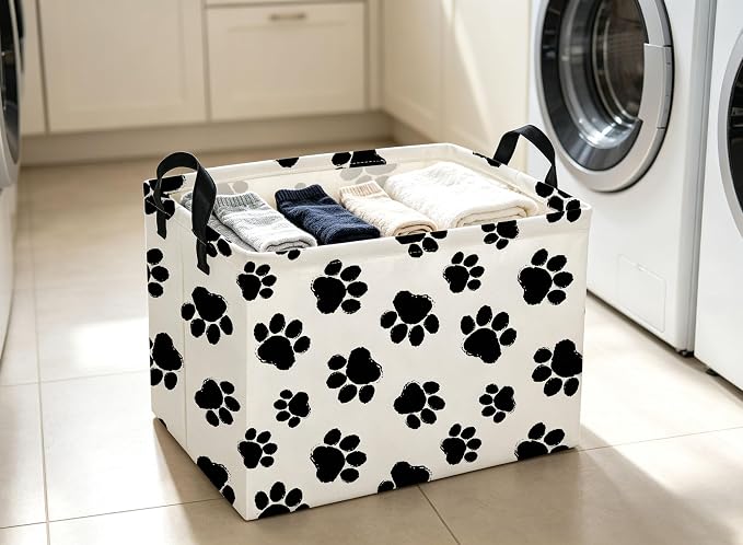 Rectangle Dog Baskets Paw Basket Cute Storage Bin Fish Box for Room Decor Gift Basket(Dog paw)