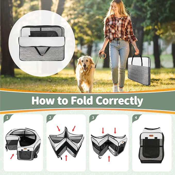 Seiyierr Dog Playpen, Portable Pet Play Pen Foldable Carrying Case, Puppy Pens Outsid for Small Cat Indoor/Outdoor, Removable Mesh Shade Cover