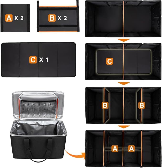 GDNasist Car Trunk Organizer and Storage for Car, SUV & Sedan, Extra Large | Collapsible Trunk Organizers with Lid & Removable Cooler Bag, Car Accessories, Removable Dividers for Custom Space, Interior