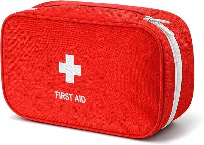 Red Medical Bag, Portable First Aid Bag Kit for Home, Empty Medical Bags for Travel, Camping, Outdoor, Emergency Kit Pouch (Red, Medium)