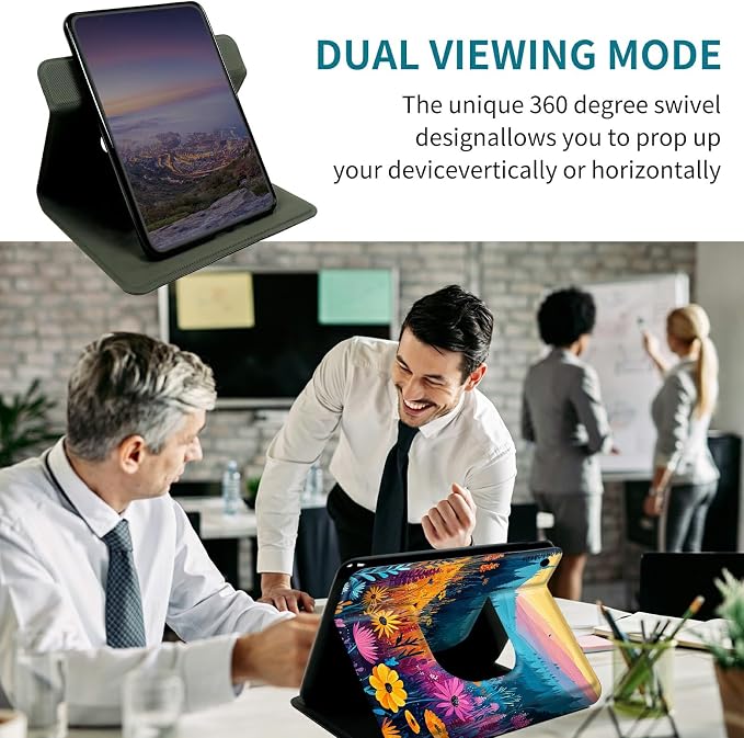 Case for Samsung Tab A11 8.7" 2025/Galaxy Tab A9 8.7" 2023, 360 Degree Rotating Stand with Multi-Angle Vertical & Horizontal Viewing Shockproof Shell for Women Men, Mountain Wildflowers