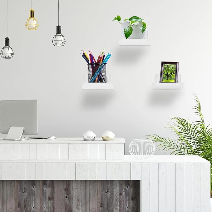 Pack of 3 Wall Mount Shelves for Security Cameras Remote Controls Modern Organization Living Room Bathroom Storage