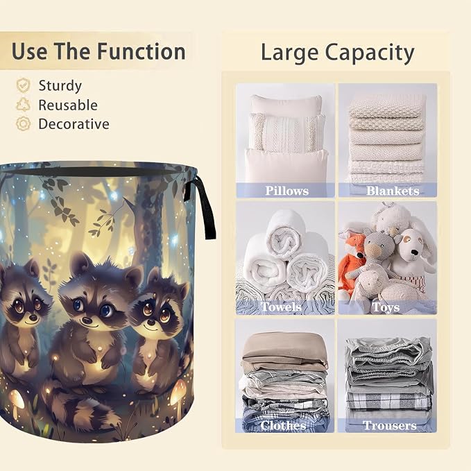 Guinea Pig Laundry Basket Hamper for Boys Girls Kids Adults, Foldable Waterproof Oxford Clothes Storage Bin, Cute Pet Organizer for Bedroom Bathroom Room Decor 19.7"x15.8"