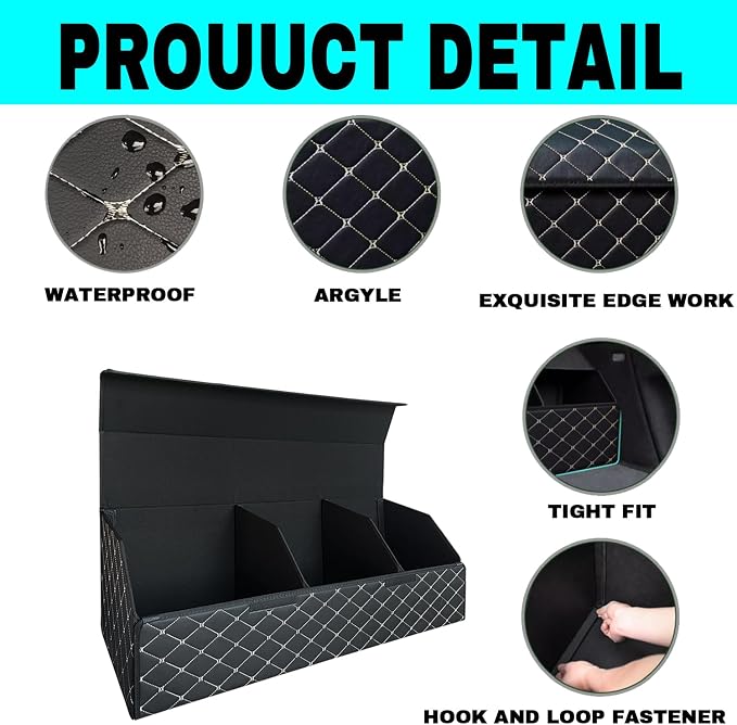Car Trunk Organizer For Ford Fusion Energi -Custom Fit,Leather Large Capacity Outdoor Trunk Organizer,4-Layer Cover,Diamond Quilted Pattern All-Season Use For Ford Fusion Energi 2013-2020