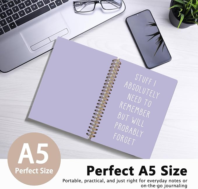 LIANGW Funny Purple Notebooks for Work, Coworker Office Gifts for Women | Funny Work Gifts for Coworkers & Boss, Fun Spiral Notebooks Journals for Writing, Funny Office Supplies 5.5x8.3 Inch