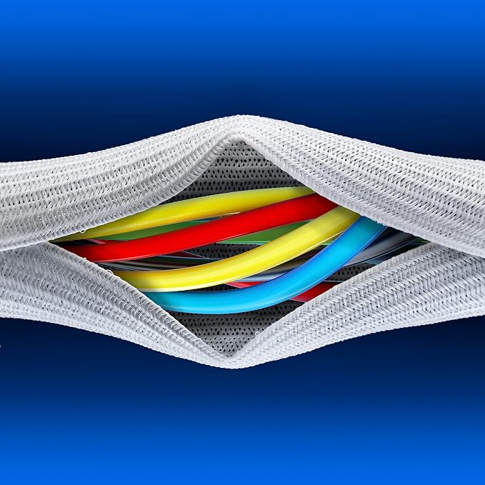Maximm Cable Management Wire Loom 10ft 1/2 Inch White Split Cord Protector