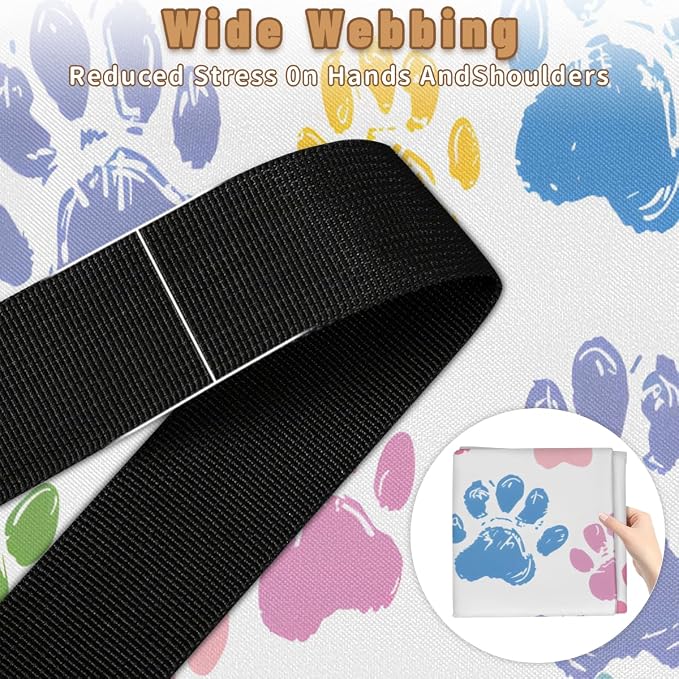 Colorful Dog Paw Large Storage Bags, Fabric Bed Storage Containers, Foldable Closet Organizers for Blanket, Clothing, Comforter, Bedding, Paw Print