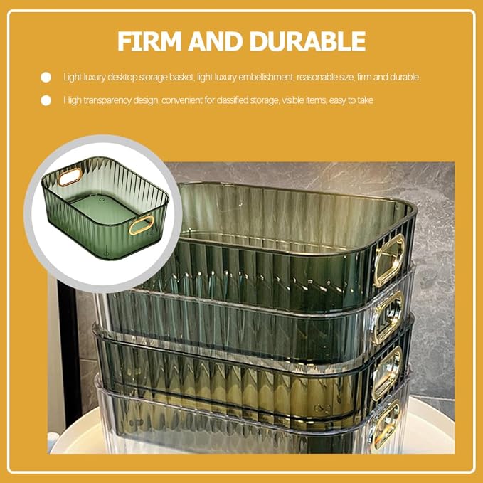 Desktop Makeup Organizer Box PET ABS Compact Open Storage | Skincare Storage Container, Dressing Table Use, Simple Stylish Shape, Space Saving Organization