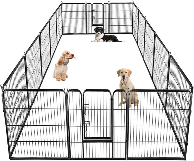 BestPet | Dog Playpen | 40", 16 Panels | Heavy Duty Metal Pet Exercise Pen | Indoor/Outdoor Fence Panels | Rust-Resistant, Removable, Tool-Free Setup | Anti-Skid, Expandable Design