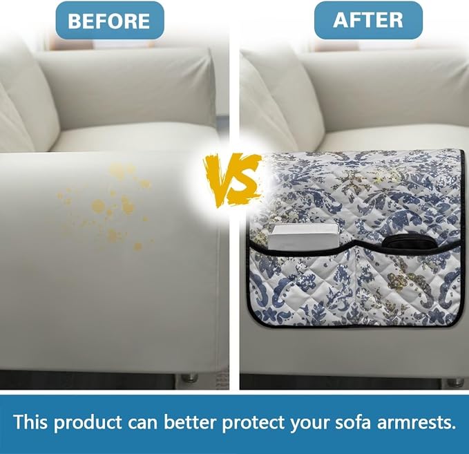 Sofa Arm Rest Cover Armrest Covers for Living Room Loveseat Couch Recliner Armchair Slipcover Sofa Arm Protector for Pets with Organizer Pockets Tie-Dye