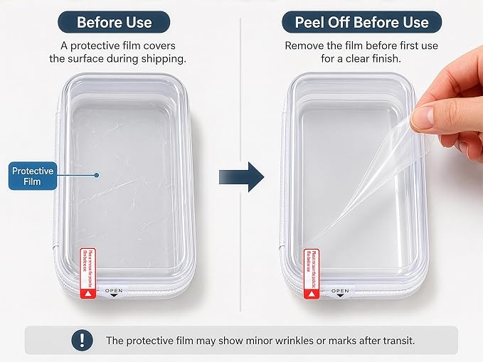 Clear Hard Shell Zipper Case, PET Organizer Box, 2L+1M+1S | Transparent Case for Cosmetics, Makeup, Toy, Home, Office, Stationery, Pencil, Fruit, Building Blocks, File