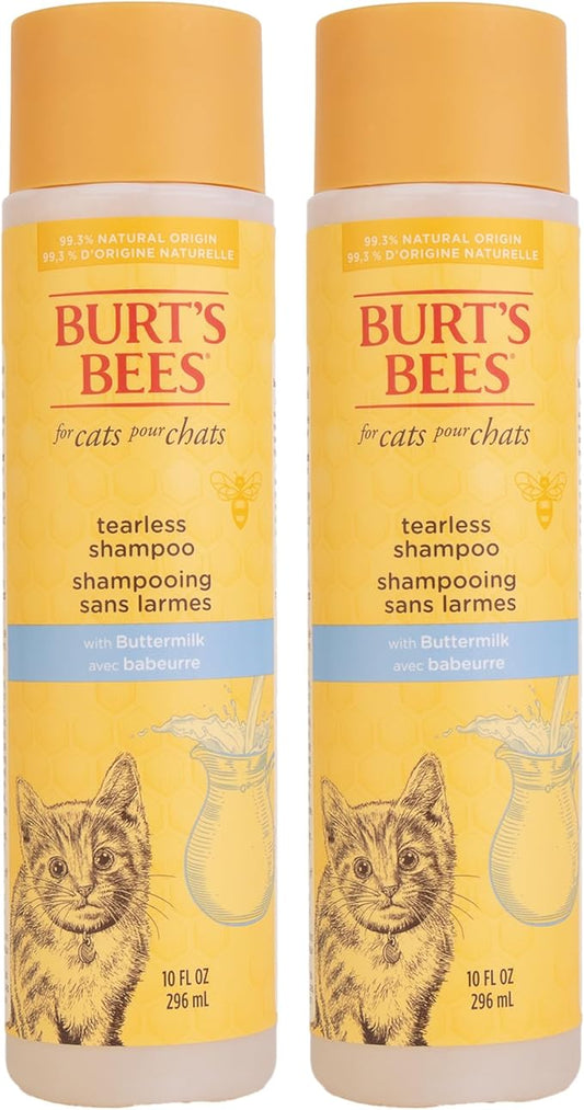 Burt's Bees for Pets Tearless Kitten Shampoo with Buttermilk and Honey, Gentle Cat Shampoo for Itchy Skin and Sensitive Coats, Easy Rinse Low Lather Formula, 99.3% Natural Origin, 10 Fl Oz - 2 Pack