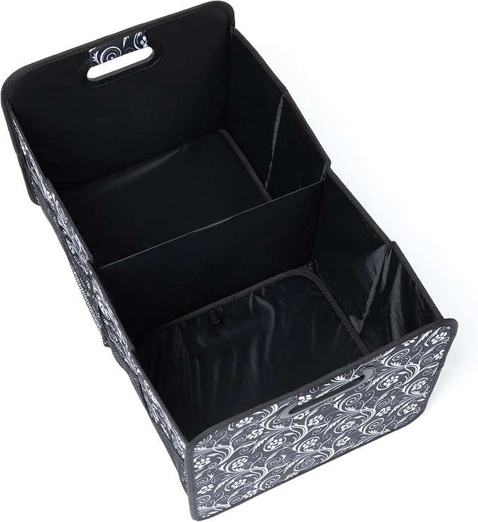 GreaterGood Paws Car Trunk Organizer Foldable Storage Bin with Handles Non Slip Base Pet Gear Travel Tote for SUV Truck (Flourish Paws)