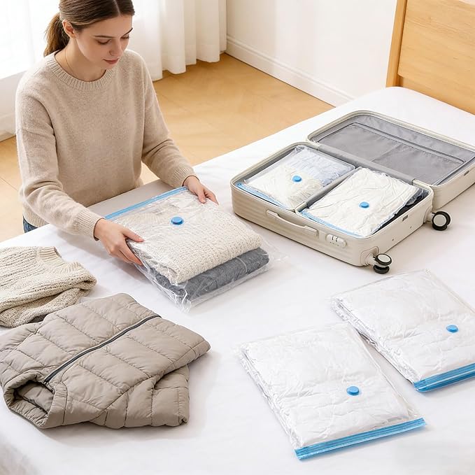 Of 11 Vacuum Compression Bags with Hand Pumps for Space Saving Clothes Storage and Efficient Wardrobe Organization Clothes Storage